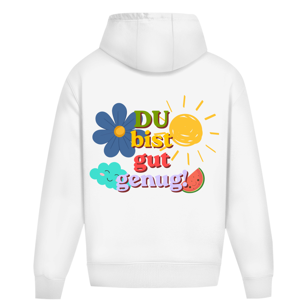 Oversize Premium Hoodie *Du bist gut genug* back logo