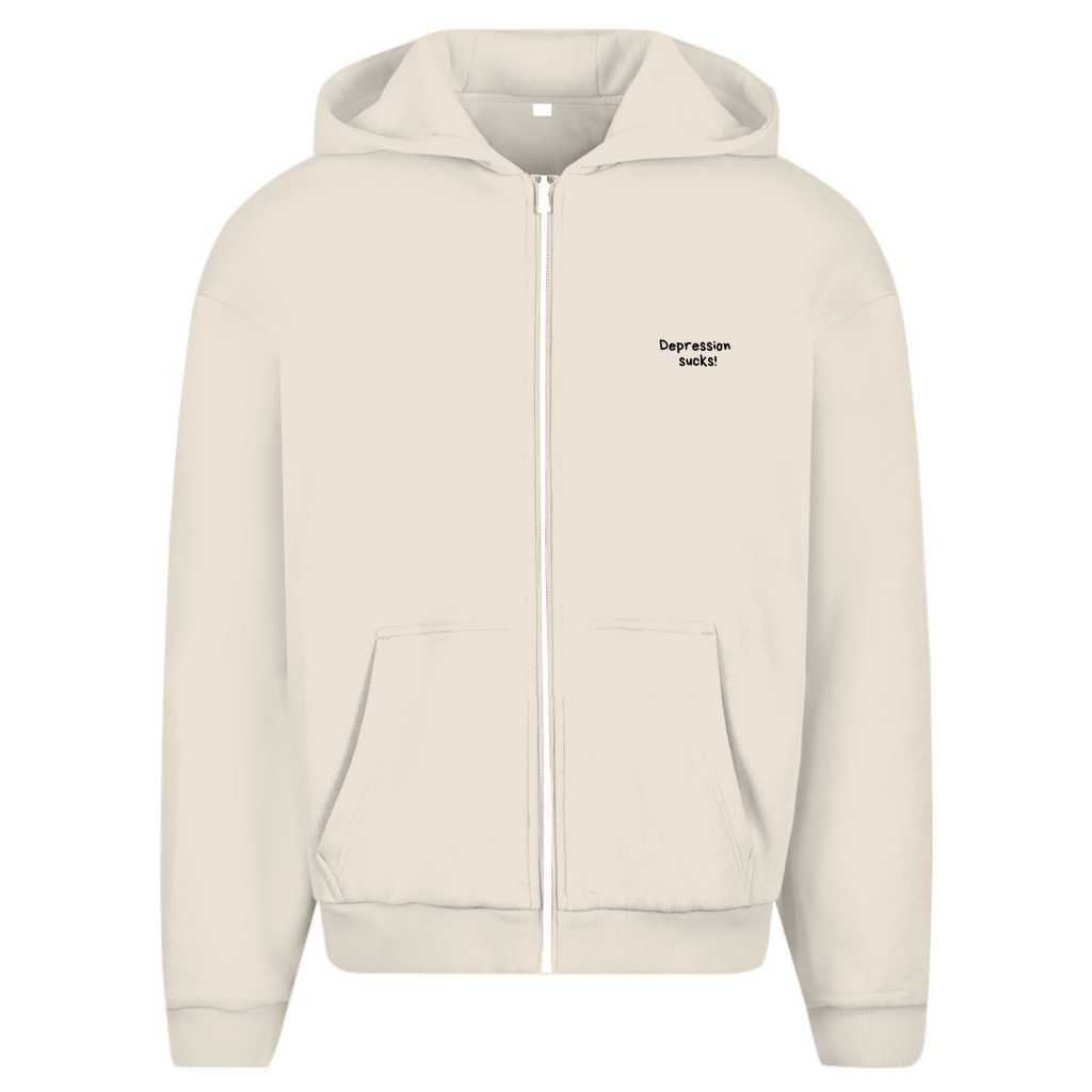 Herren Oversize Zipper Hoodie Depression sucks