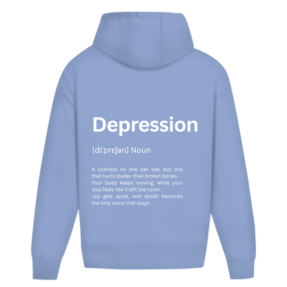 Oversize Premium Hoodie *Depression. Duden* Back Logo
