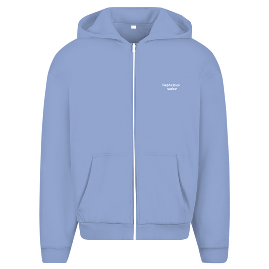 Herren Oversize Zipper Hoodie Depression sucks