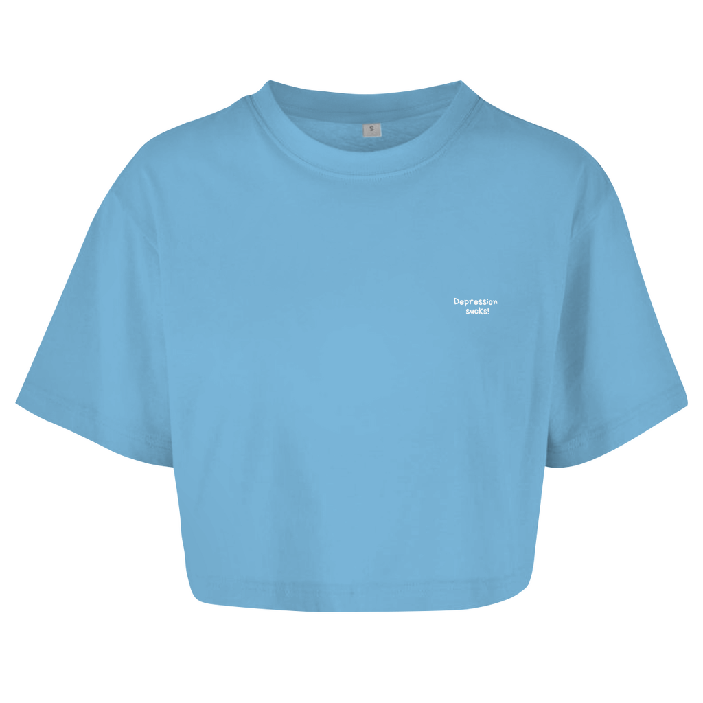 Damen Oversize Crop Top Depression sucks
